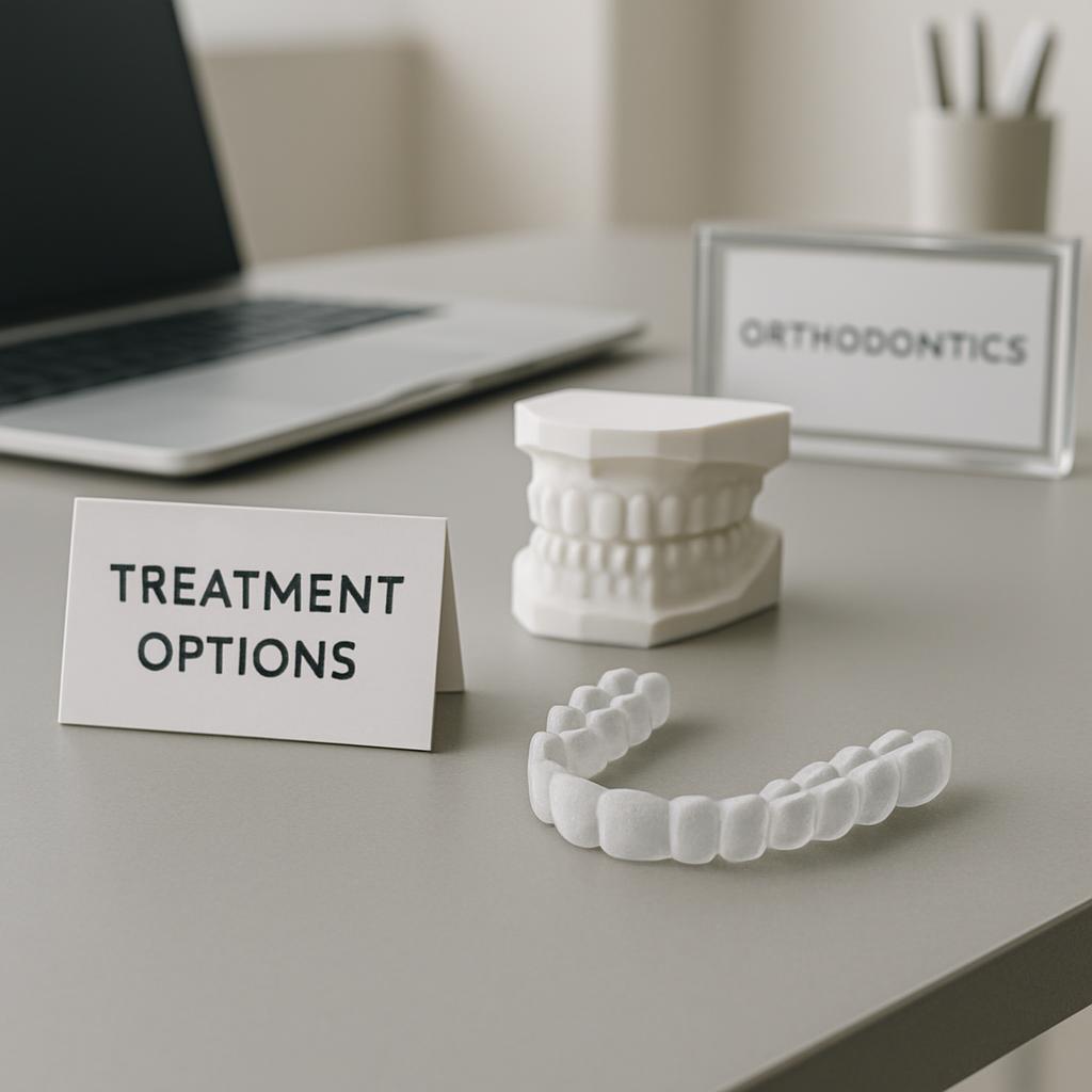 This image appears to be of a dentist's desk. Possible Alternative Text: dentista